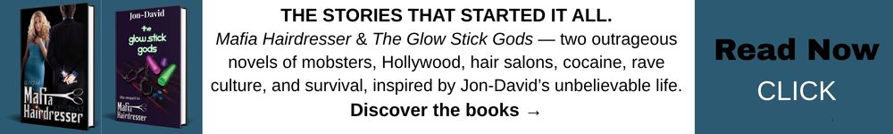 Mafia Hairdresser book mobsters, Hollywood, hair salons, rave culture, true crimeThe Glow Stick Gods book, Mafia Hairdresser book mobsters, Hollywood, hair salons, rave culture, true crimeThe Glow Stick Gods book,